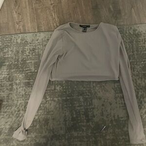 Gray Long Sleeve Crop Top